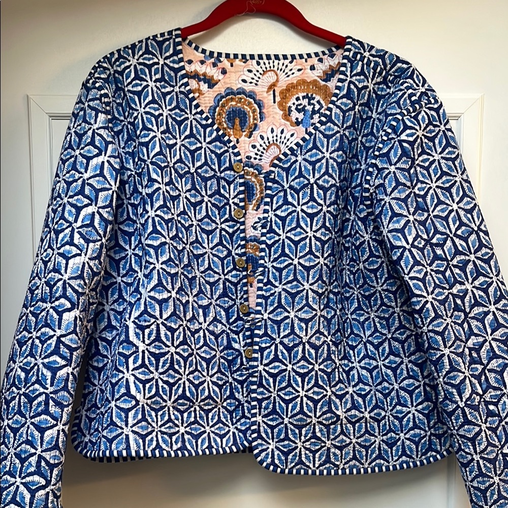 Reversible Block Print Quilted Jacket - Picture 4 of 5
